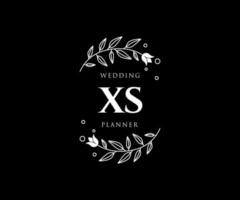XS Initials letter Wedding monogram logos collection, hand drawn modern minimalistic and floral templates for Invitation cards, Save the Date, elegant identity for restaurant, boutique, cafe in vector