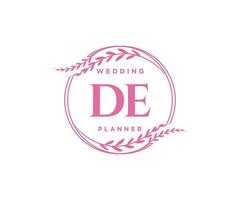 DE Initials letter Wedding monogram logos collection, hand drawn modern minimalistic and floral templates for Invitation cards, Save the Date, elegant identity for restaurant, boutique, cafe in vector