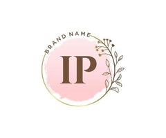 Initial IP feminine logo. Usable for Nature, Salon, Spa, Cosmetic and Beauty Logos. Flat Vector Logo Design Template Element.