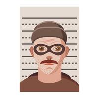 Man arrested photo in police icon, cartoon style vector