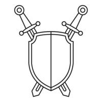 Shield sword icon, outline style vector