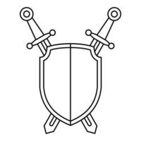 Shield sword icon, outline style vector