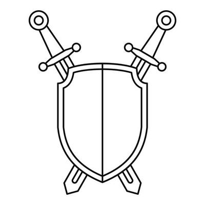 Shield sword icon, outline style