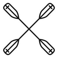Crossed kayak paddle icon, outline style vector