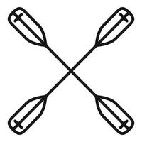 Crossed kayak paddle icon, outline style vector