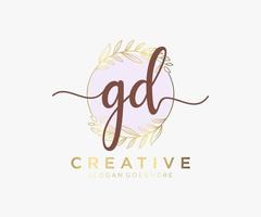 Initial GD feminine logo. Usable for Nature, Salon, Spa, Cosmetic and Beauty Logos. Flat Vector Logo Design Template Element.