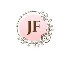 Initial JF feminine logo. Usable for Nature, Salon, Spa, Cosmetic and Beauty Logos. Flat Vector Logo Design Template Element.