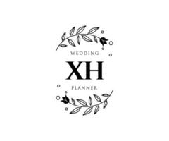 XH Initials letter Wedding monogram logos collection, hand drawn modern minimalistic and floral templates for Invitation cards, Save the Date, elegant identity for restaurant, boutique, cafe in vector