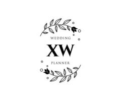 colección de logotipos de monograma de boda con letras iniciales xw, plantillas florales y minimalistas modernas dibujadas a mano para tarjetas de invitación, guardar la fecha, identidad elegante para restaurante, boutique, café en vector