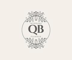 QB Initials letter Wedding monogram logos collection, hand drawn modern minimalistic and floral templates for Invitation cards, Save the Date, elegant identity for restaurant, boutique, cafe in vector