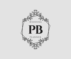 PB Initials letter Wedding monogram logos collection, hand drawn modern minimalistic and floral templates for Invitation cards, Save the Date, elegant identity for restaurant, boutique, cafe in vector