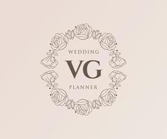 VG Initials letter Wedding monogram logos collection, hand drawn modern minimalistic and floral templates for Invitation cards, Save the Date, elegant identity for restaurant, boutique, cafe in vector