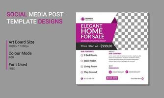 Real estate social media post template vector