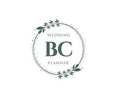 colección de logotipos de monogramas de boda con letras iniciales de bc, plantillas florales y minimalistas modernas dibujadas a mano para tarjetas de invitación, guardar la fecha, identidad elegante para restaurante, boutique, café en vector