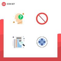 4 Flat Icon concept for Websites Mobile and Apps answer check human no list Editable Vector Design Elements