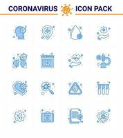 Corona virus 2019 and 2020 epidemic 16 Blue icon pack such as lung bronchitis blood washing protect hands viral coronavirus 2019nov disease Vector Design Elements