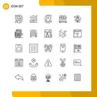 Universal Icon Symbols Group of 25 Modern Lines of people study mobile signals lab test Editable Vector Design Elements