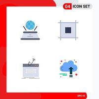 4 Thematic Vector Flat Icons and Editable Symbols of world login presentation web theft Editable Vector Design Elements