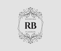 RB Initials letter Wedding monogram logos collection, hand drawn modern minimalistic and floral templates for Invitation cards, Save the Date, elegant identity for restaurant, boutique, cafe in vector