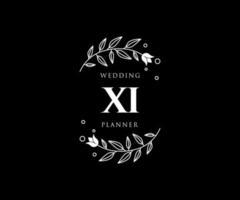 colección de logotipos de monograma de boda con letras iniciales xi, plantillas florales y minimalistas modernas dibujadas a mano para tarjetas de invitación, guardar la fecha, identidad elegante para restaurante, boutique, café en vector