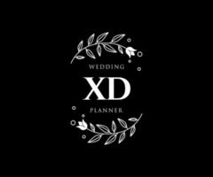 XD Initials letter Wedding monogram logos collection, hand drawn modern minimalistic and floral templates for Invitation cards, Save the Date, elegant identity for restaurant, boutique, cafe in vector