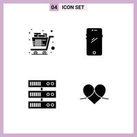 Mobile Interface Solid Glyph Set of Pictograms of cart iphone shopping smart phone datacenter Editable Vector Design Elements