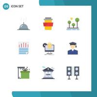Mobile Interface Flat Color Set of 9 Pictograms of ecommerce shopping outdoor paper check ok Editable Vector Design Elements