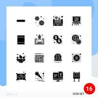 Pack of 16 creative Solid Glyphs of oven gas money appliances presentation Editable Vector Design Elements