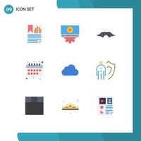 Pictogram Set of 9 Simple Flat Colors of cloud education design back to school male Editable Vector Design Elements