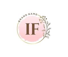 Initial IF feminine logo. Usable for Nature, Salon, Spa, Cosmetic and Beauty Logos. Flat Vector Logo Design Template Element.