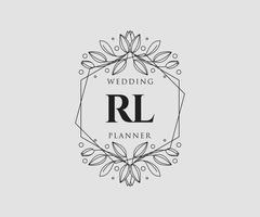 RL Initials letter Wedding monogram logos collection, hand drawn modern minimalistic and floral templates for Invitation cards, Save the Date, elegant identity for restaurant, boutique, cafe in vector