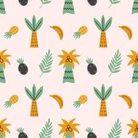 Palm and coconut. African seamless pattern. Printing on fabric and wrapping paper. Background to nursery. vector