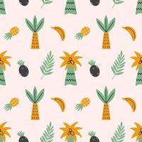 Palm and coconut. African seamless pattern. Printing on fabric and wrapping paper. Background to nursery. vector