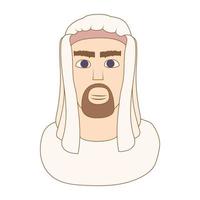 Arabic man in traditional muslim hat icon vector