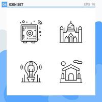 Modern 4 Line style icons Outline Symbols for general use Creative Line Icon Sign Isolated on White Background 4 Icons Pack Creative Black Icon vector background