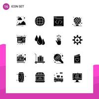 16 Solid Glyph concept for Websites Mobile and Apps chart geography laboratory education office Editable Vector Design Elements