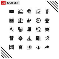 25 Universal Solid Glyphs Set for Web and Mobile Applications cup growth hit globe eco Editable Vector Design Elements