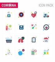 Corona virus disease 16 Flat Color icon pack suck as capsule virus pulse transport car viral coronavirus 2019nov disease Vector Design Elements