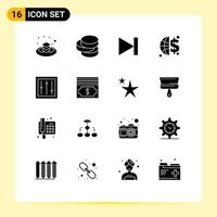 16 Universal Solid Glyphs Set for Web and Mobile Applications mixer dj forward devices global invesment Editable Vector Design Elements