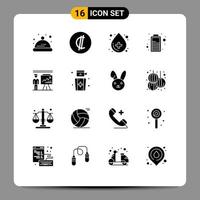 16 Universal Solid Glyph Signs Symbols of businessman man health business charge Editable Vector Design Elements