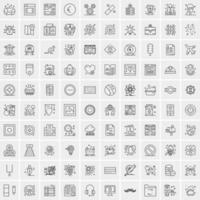 Pack of 100 Universal Line Icons for Mobile and Web vector