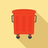 icono de caja de basura roja, estilo plano vector