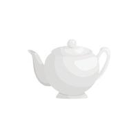 White teapot icon, cartoon style vector