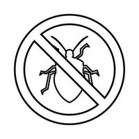 No bug sign icon, outline style vector