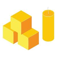 Honey cube icon, isometric style vector