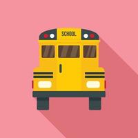 Back of old school bus icon, flat style vector