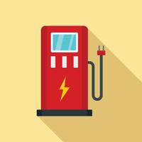 icono de estación de coche eléctrico, estilo plano vector