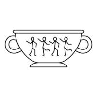 Greek ancient bowl icon, outline style vector