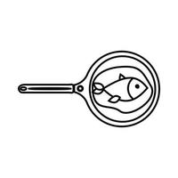 red con icono de pescado, estilo de esquema vector
