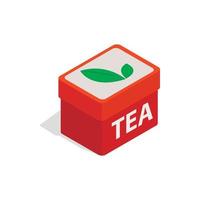 Red tea box icon, isometric 3d style vector